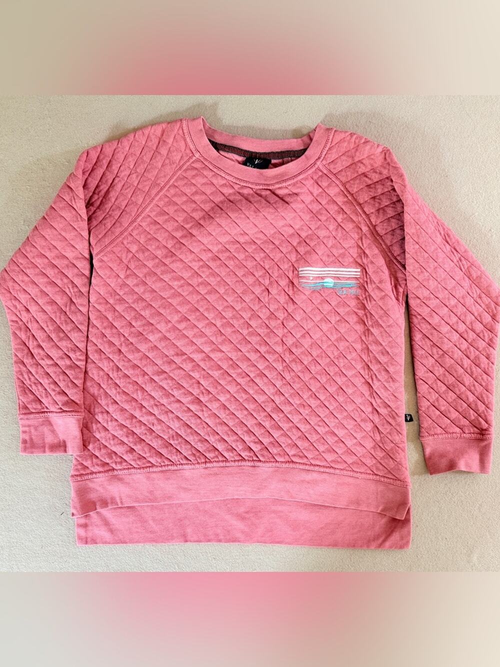 Quilted Pink Pullover Sweatshirt women large Sea isle beach vacation gifts